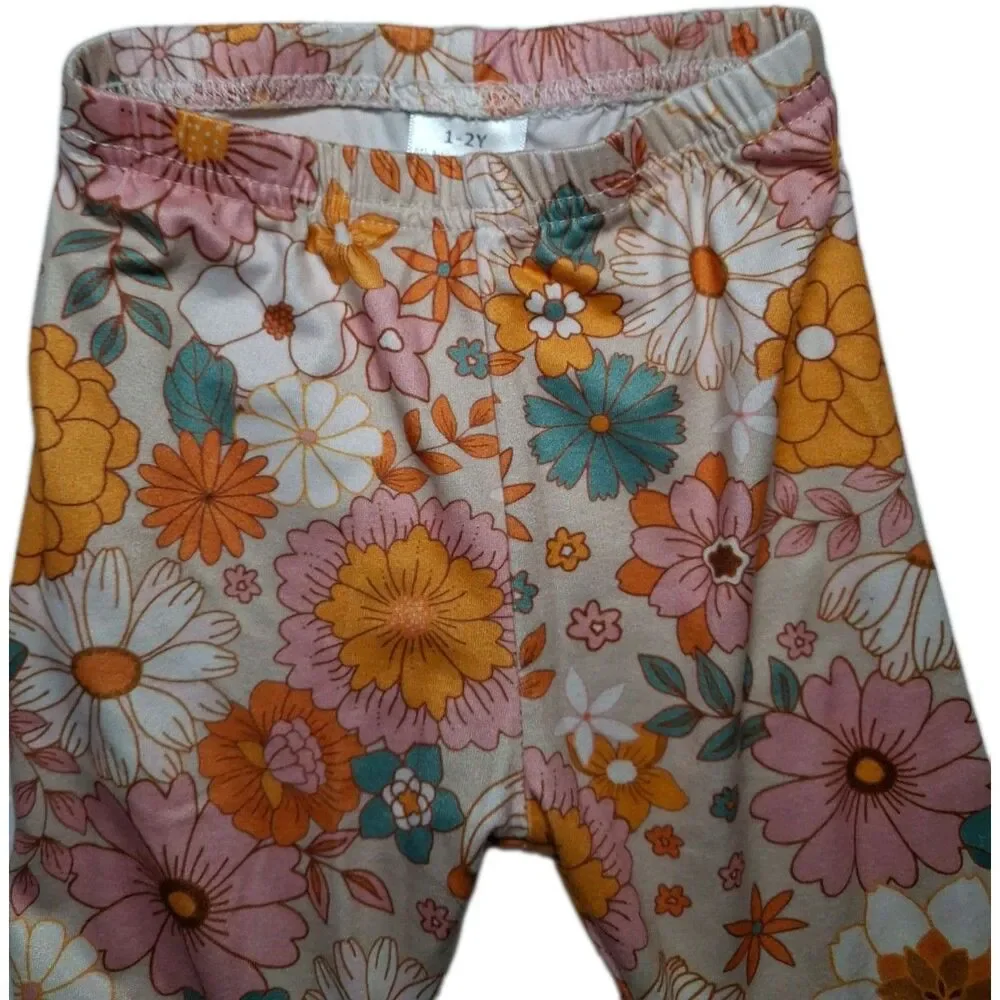 Autumn Outfit With Decorative LS Top And Matching Flared Bottoms 1T-2T In Size